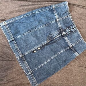 Free People Lace-Up Blue Denim Skirt
